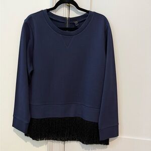 J. Crew Women's Sweatshirt With Fringe Hem. NWOT. Size XL. Navy.